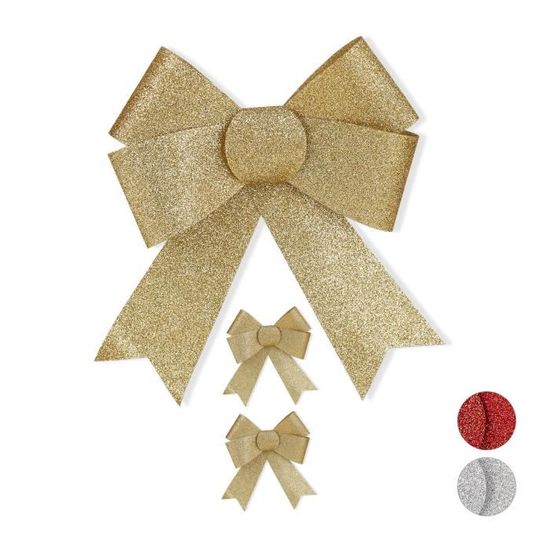 Lot De 300 Mini Nœuds De Noël Pailletés - 5 Couleurs (rouge, Vert, Or, Jaune, Noir) - Pour Décoration Sapin, Emballage Cadeaux, Mariage, Bricolage