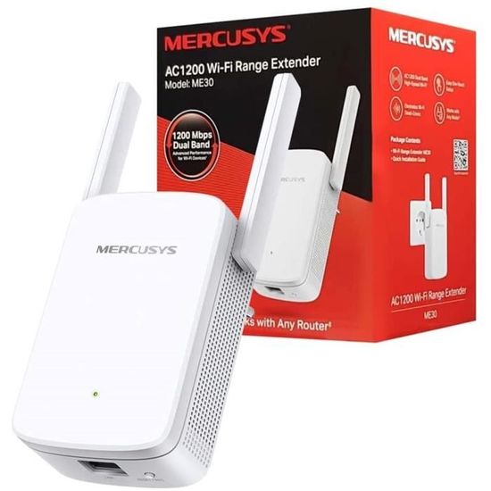 Répéteur WiFi Puissant AC1200 Mbps - Mercusys ME30 - 1 Port Ethernet - Compatible avec toutes les box