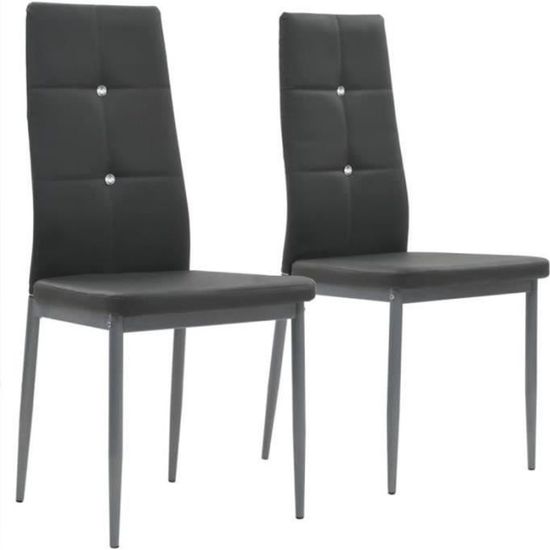 DX20074-Lot de chaises de salle à manger - Style contemporain Scandinave chaise Cuisine 2 pcs Cuir artificiel 43x43,5x96 Gris