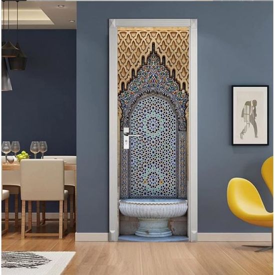 Sticker Déco Porte Fontaine Orientale - 83x204 Cm, Autocollant Haute Qualité Pour Intérieur (Fabriqué En France) - 13