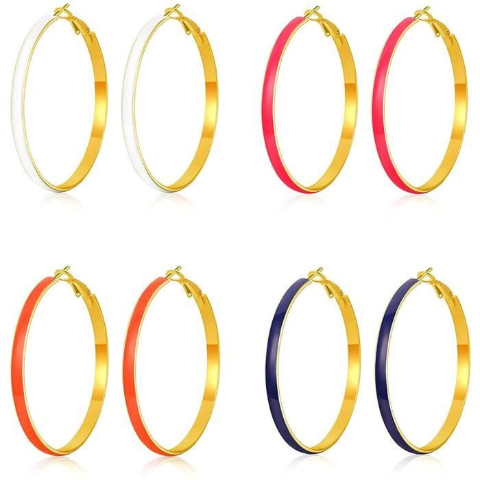 4 Paires Boucles D'Oreilles Créoles Or 14K Rempli Acier Inox – Lot Hypoallergénique Pour Tragus, Hélix, Cartilage