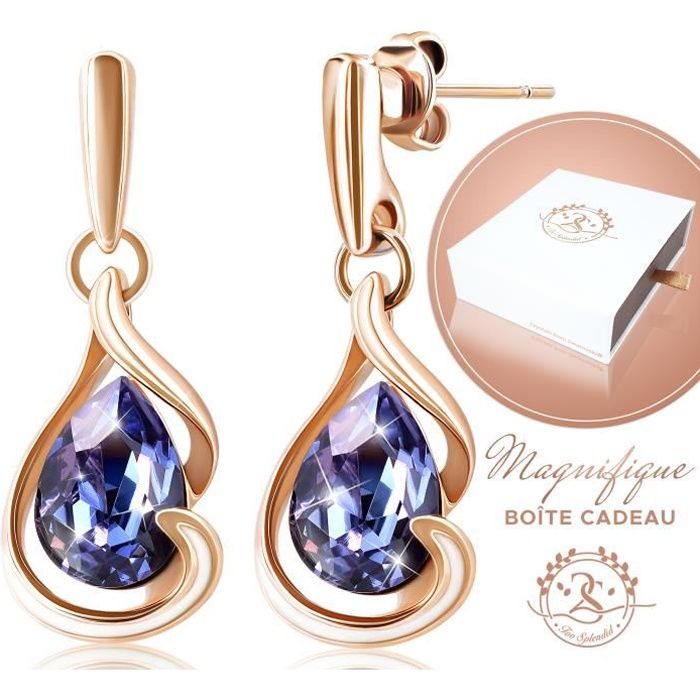 Boucles d'oreilles femme en Cristal Swarovski® dorées en OR 18K