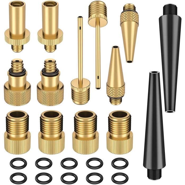15pcs Adaptateur de Pompe à vélo Adaptateur de Valve de vélo (DV/AV/SV) Adaptateur de Pompe à vélo Adaptateur d'aiguille de Pompe à