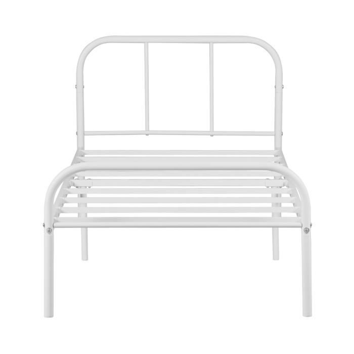 HomyFurniture Enfants Adultes Tout Métal Lit Simple Cadre Mode Surface Design Dortoir Hôpital école 190*90 Blanc
