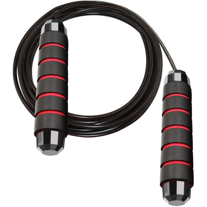 Jetcco Corde à Sauter Corde à Sauter réglable avec poignées en Mousse et sans nœuds, Corde à Sauter lestée pour Le Crossfit Rouge