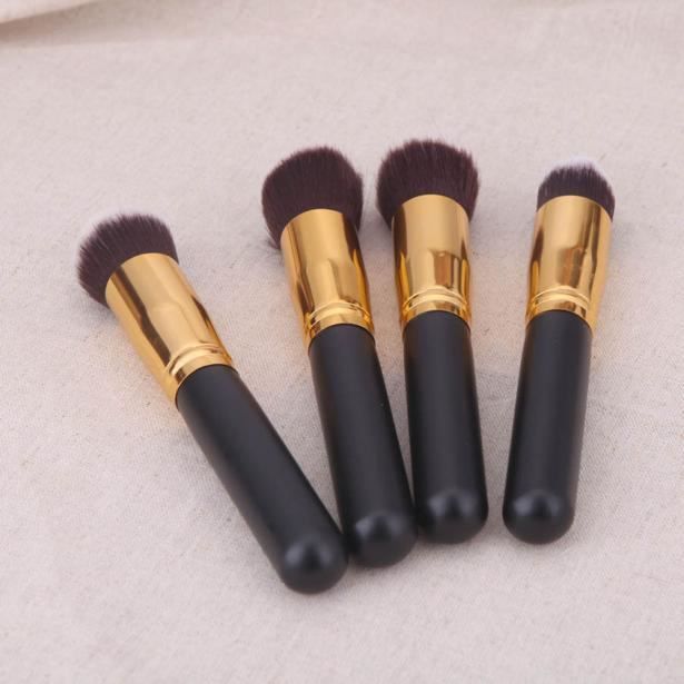4 Pcs Fondation Noir synthétique Kabuki Pinceau plat maquillage simple brosse cosmétiques mop207