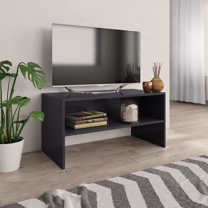 Elégant - Meuble HI-FI Meuble TV Haut de gamme - Banc TV Gris brillant 80 x 40 x 40 cm Aggloméré @706573