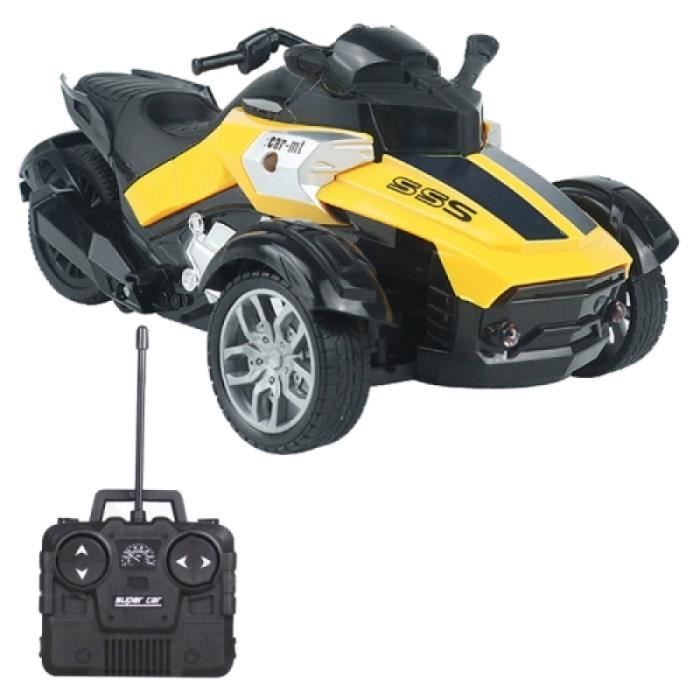 Vehicule A Construire - Engin Terrestre A Construire - MoFun 869-72A 1:14 Remote Control Three-wheeled Sports Moto Toy Moto (Yellow)