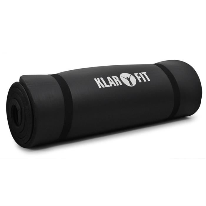 Klarfit Tapis de Sol - Matelas de Sport Fitness ou Yoga, Danse, Gym (15mm, 190 x 60cm) - Noir