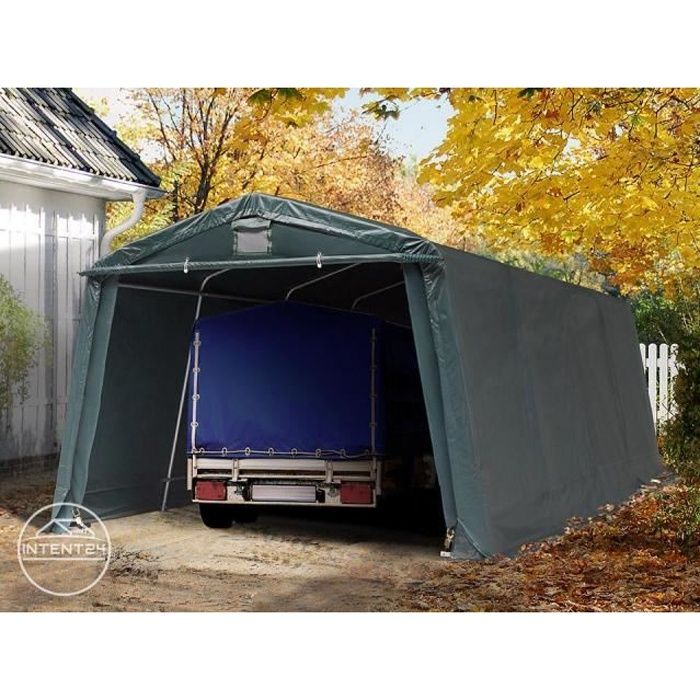 Tente garage Toolport 3,3x6,2 m garage, abri, PVC env. 500 g/m², H. 1,95 m, vert foncé
