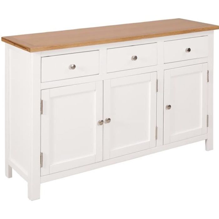 Buffet bas - Style scandinave Meuble de Rangement 110 x 33,5 x 70 cm Bois de chêne massif