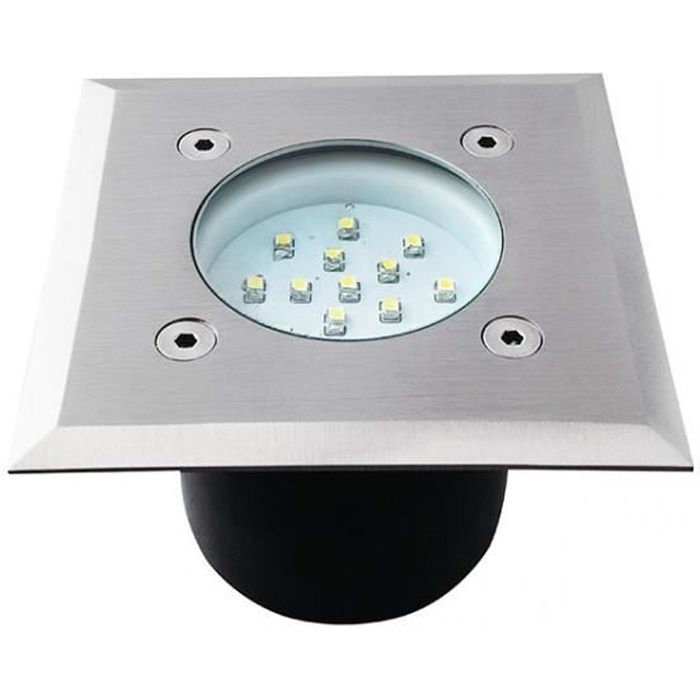 Spot led encastrable sol carré 0,7 watt etanche - Couleur eclairage - Blanc froid