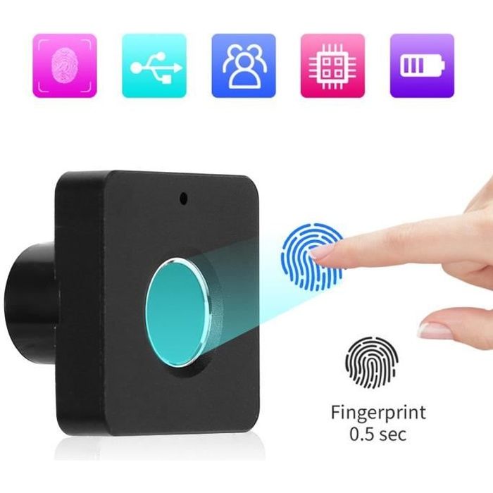 Serrure biométrique d'empreinte digitale anti-vol panneau sans clé pour armoire de tiroir de bureau à domicile (argent)