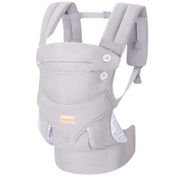 Porte-bébé ergonomique, Porte-bébé 4 positions avec capuche amovible/réglable, de 4 mois à 18 kg. Rembourré et doublé pour être conf