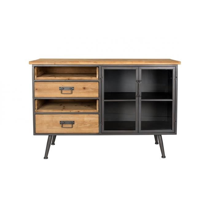 Petit buffet style industriel bois et métal Damian - Boite à design Bois