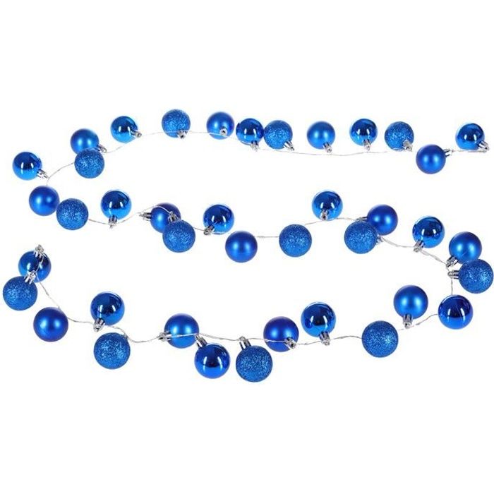Guirlande lumineuse 40 LED fonctionnement à piles 40 boules de Noël Bleu IP44 8 effets d'éclairage intérieur extérieur minuterie
