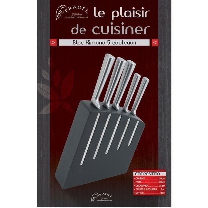 Bloc de 5 couteaux de cuisine Kimono bambou inox