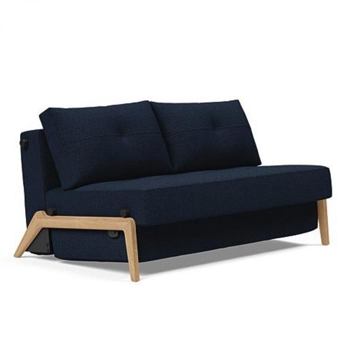INNOVATION LIVING Canapé design CUBED 02 WOOD convertible lit 200*140 cm tissu Mixed Dance Blue bleu tissu Inside75