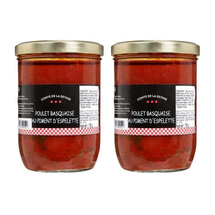 Lot de 2 Poulets Basquaises au piment d'Espelette 750g - Comte de la SEYNIE