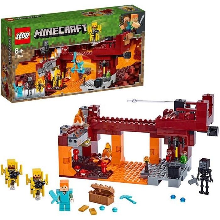 LEGO Minecraft - Le pont de Blaze, Jeu Construction et Aventure 8 Ans et Plus, Jouet pour Garçon et Fille de 372 Pièces - 21154