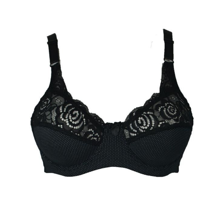 Lingerie Soutien Gorge 100E Armatures Dentelle Noir Petits Pois Blancs