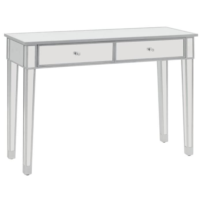 Table de Console-Table d’Appoint-style contemporain miroir MDF et verre 106,5 x 38 x 76,5 cm