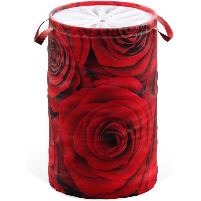 Panier à Linge, Corbeille à Linge Ronde 60 litres, Sac à Linge Pliable avec des Poignées Roses
