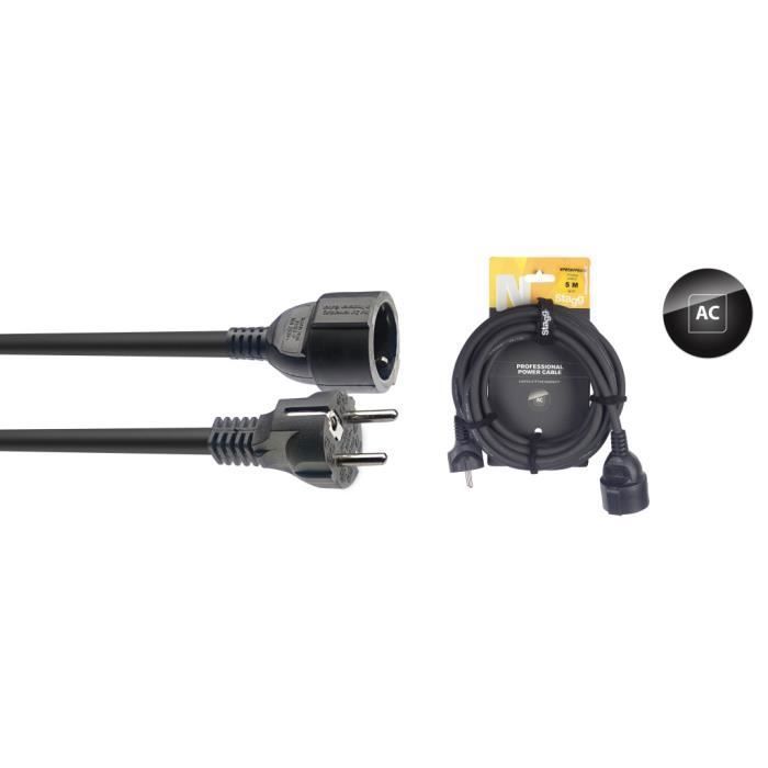 Câble de rallonge secteur, série N: EU Schuko F - EU Schuko 5m - noir