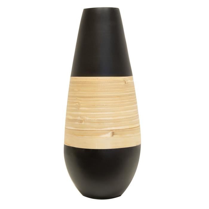 Vase jarre en bambou Wax - Diam. 20 x H. 50 cm - Noir