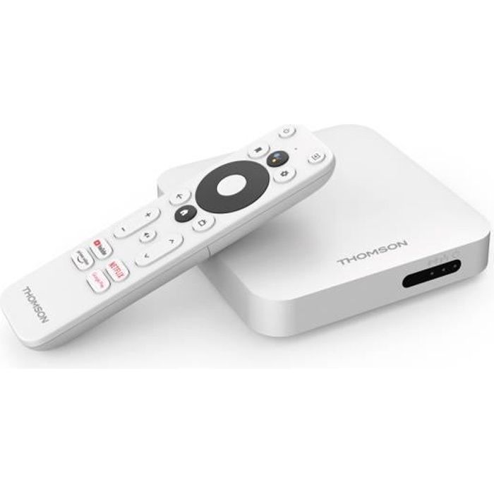 THOMSON THA100 - Box Android TV 4K UHD, HDR, Chromecast, Netflix, Disney+, Prime Vidéo, Google Play Store, WiFi, LAN, Bluetooth