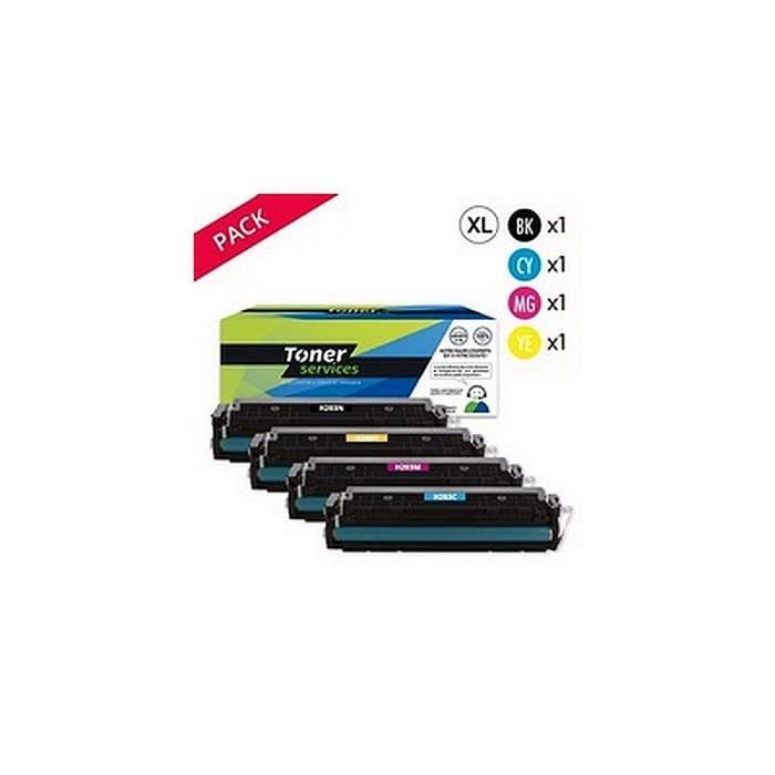 Pack de 4 Toners Laser Noir et Couleur marque Toner Services équivalent à HP 203X - HP CF541X - CF543X - CF540X - CF542X
