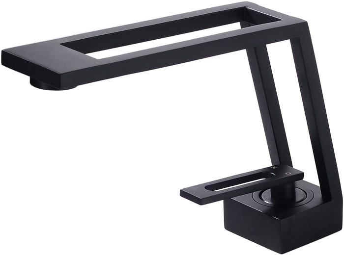 Mitigeur Lavabo Noir Mat SHUNLI – Robinet Salle De Bain Laiton Monotrou – Design Moderne & Économe En Eau