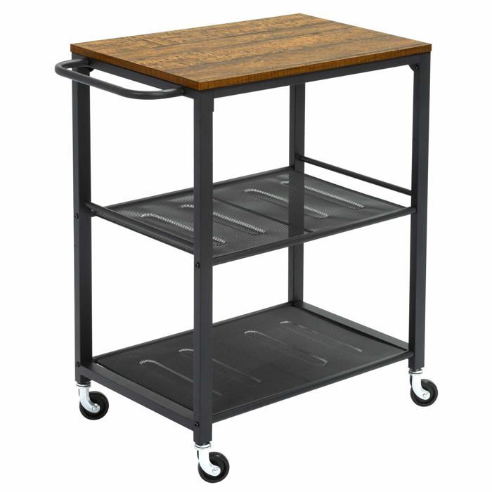 Desserte de cuisine Meerveil H1070RC02RT – 40×60×78 cm panneau E1 cadre métal roues amovibles