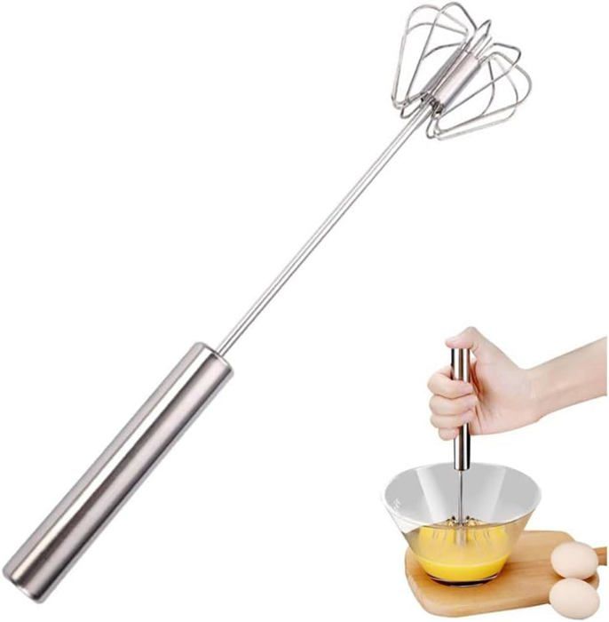 Fouet Semi-Automatique En Acier Inoxydable 2 Pièces - Mélangeur Rotatif Push Pour Cuisine
