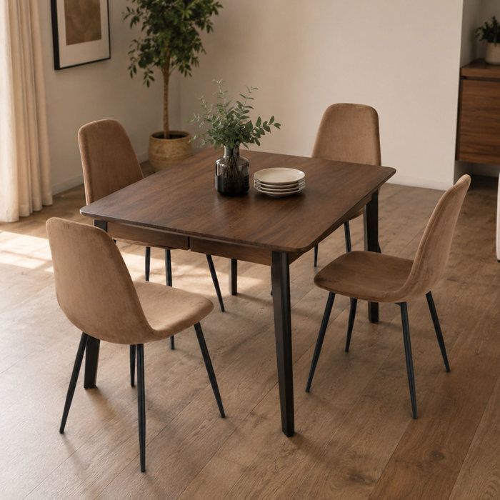 Lot de 4 Chaises Dacampor - Dmora - En Tissu - Sable 45x56h87 cm Lot de 4 Chaises Dacampor - Dmora - En Tissu - Sable 45x56h87 cm