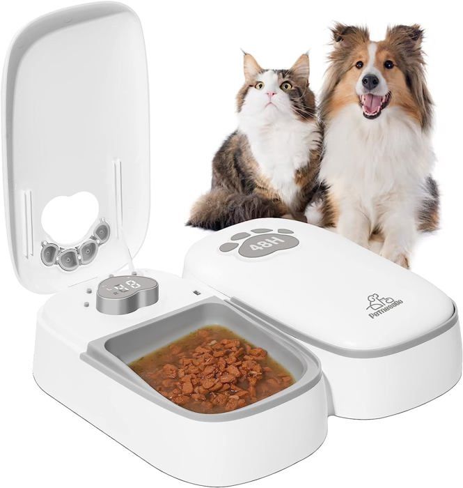 Meilleurs prix pour Mangeoire Automatique à 2 Repas,alimentateur chronométré pour Chats et Chiens avec Affichage,Distributeur de Nourriture sèche