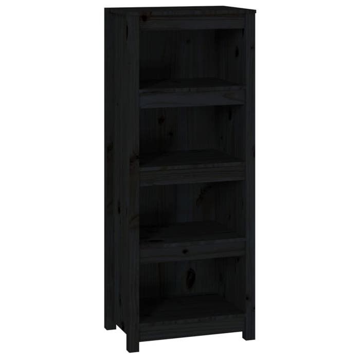 Bibliothèque - mango - Meuble de rangement - Noir - 50x35x125 5 cm - Bois de pin massif M71