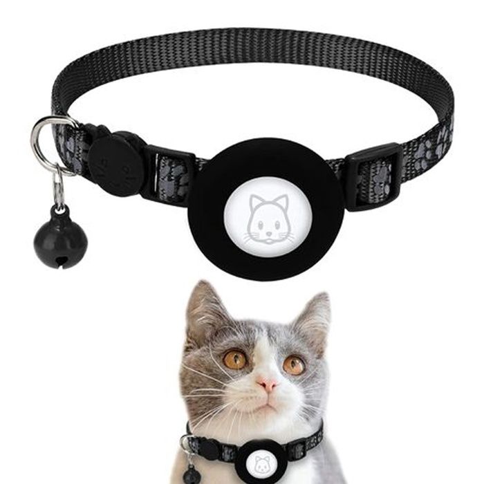 Meilleurs prix pour Collier pour chat Airtag Apple Air Tag avec boucle de sécurité et clochette, collier réfléchissant pour chat de 1 cm de large avec