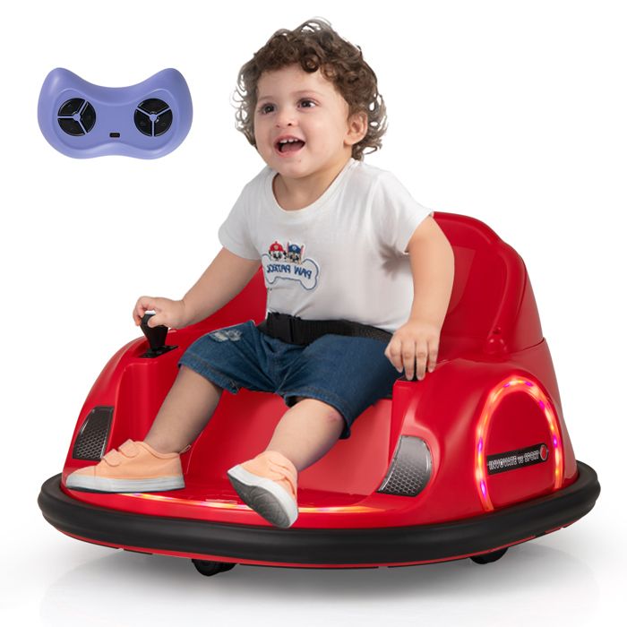 Voiture Electrique Enfant - GOPLUS - Auto-tamponneuse - LED Clignotantes - Connexion Sans Fil - Mode Musical - pour 18 Mois+ Rouge