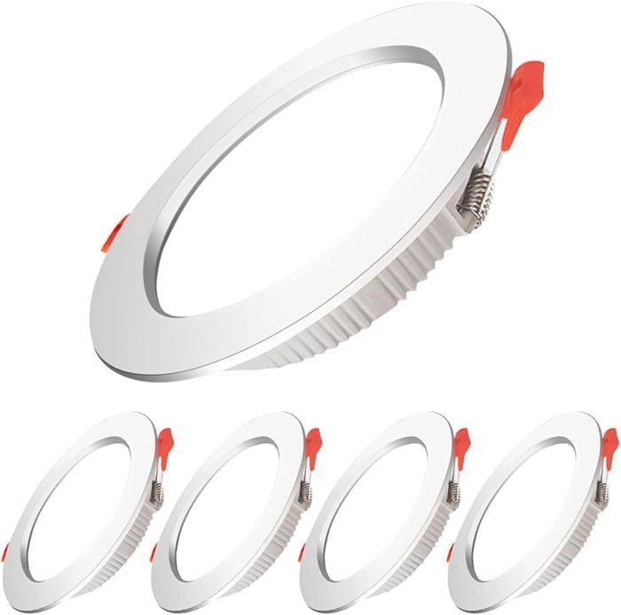 5 Pack LED Spot Encastrable 5W 500LM IP44 3000K Blanc Chaud AC 220-240V Découpe 70-80mm (Blanc) [Classe énergétique A]