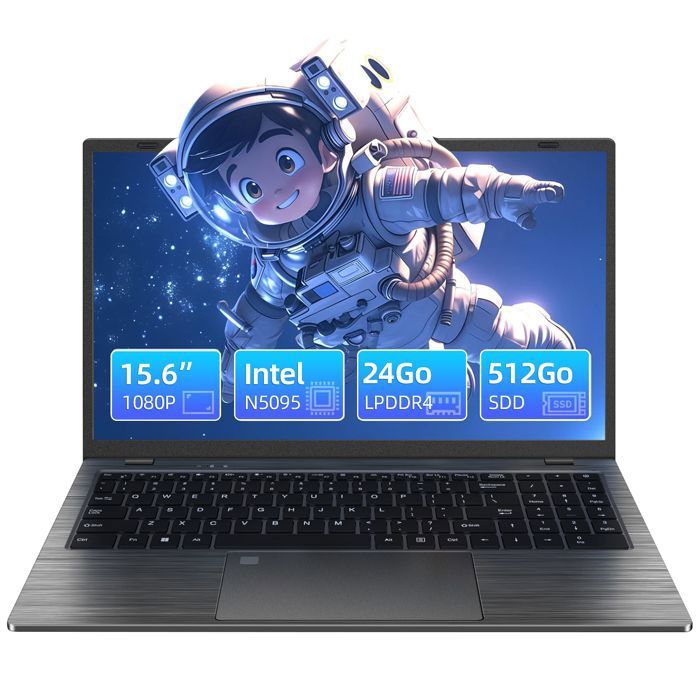 PC Portable Sécurisé – Lecteur dEmpreinte + Verrou Kensington – Intel N5095 – 16Go RAM – 512Go SSD – 15.6 FHD IPS – Clavier
