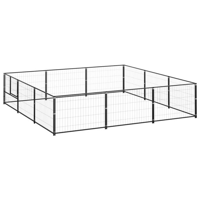 Meilleurs prix pour Chenil pour Chien Exterieur Noir 300x300x70 cm Acier Cage Chien avec Porte Enclos Animaux Espace dexercice