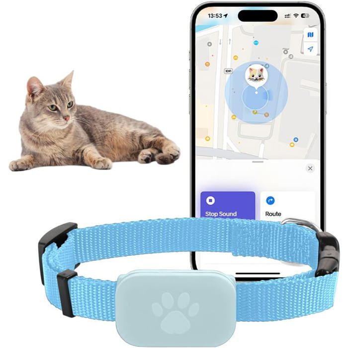 Meilleurs prix pour Collier GPS Chat Chien Tracker, pour Apple Find (Compatible avec iOS/Android)Bleu