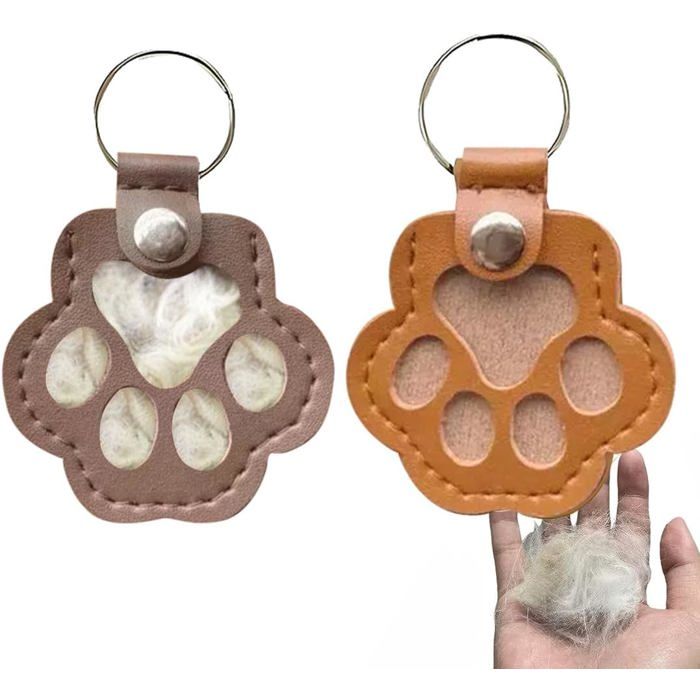 Comparer les prix de 2 Pièces Porte-clés commémoratif en cuir en forme de patte de chien et chat boîte à souvenirs pour poils danimaux de compagnie