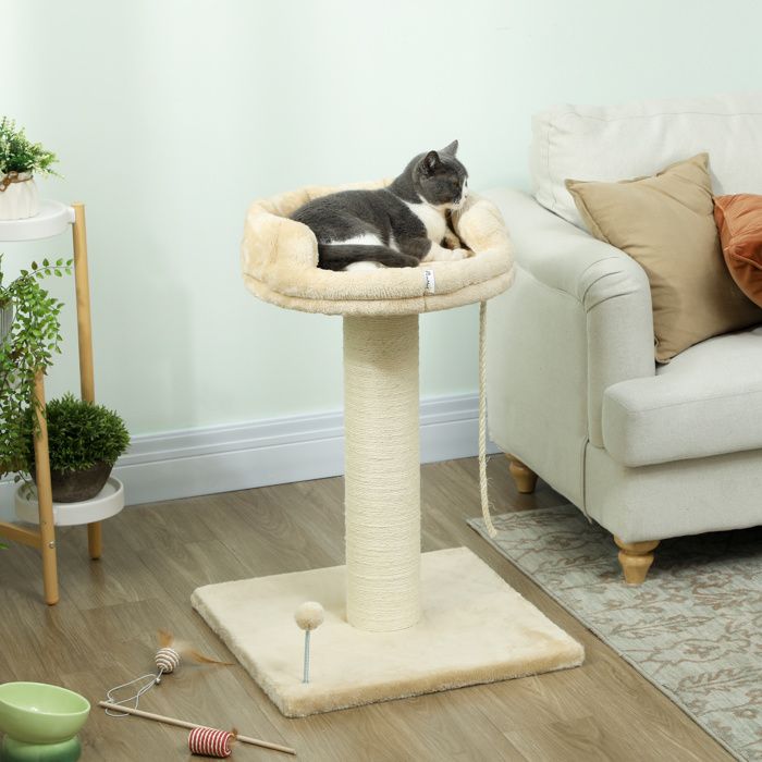 Arbre à chat Design - Griffoir Jeu Boule Corde et Plateforme Peluche pour Chat