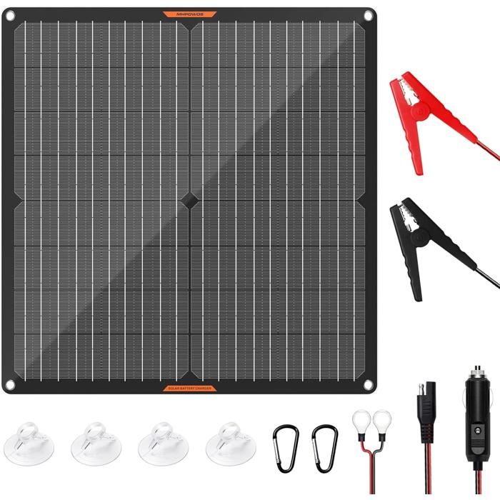Mauedest Panneau Solaire Portable 30W 12V – Kit Efficace Pour Camping, Bateau, Urgence – Cellules Monocristallines Haute Performance