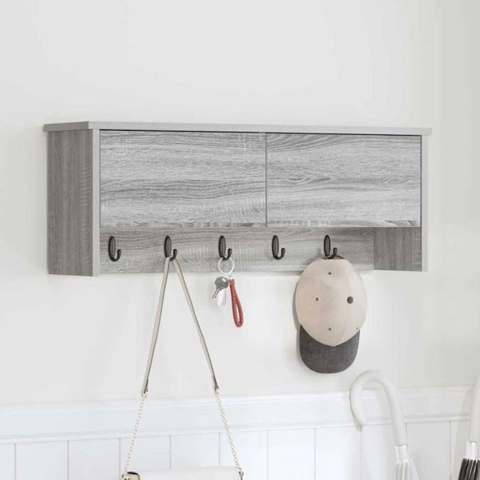 Vestiaire - meuble d entree Vidaxl Porte-manteau mural avec étagère Gris Sonoma 80 x 20 x 30 cm