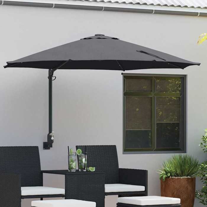 En solde Parasol de jardin anti-uv - BURKE - Parasol anti-décoloration - Anthracite 248x248x148 cm J4822