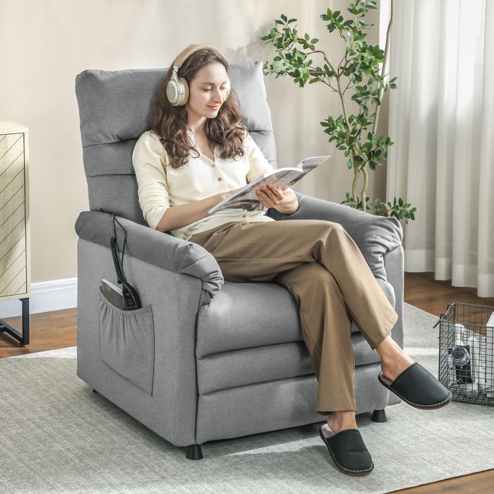 Fauteuil relax TV inclinable - 1 place - Chauffage lombaire - 2 télécommandes - Port USB