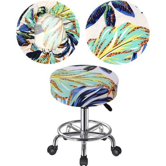 Housse Tabouret Rond 30-40cm Housse Tabouret de Bar Rond Extensible Imperméable à la Poussière Doux et Durable (1 Multicolore)